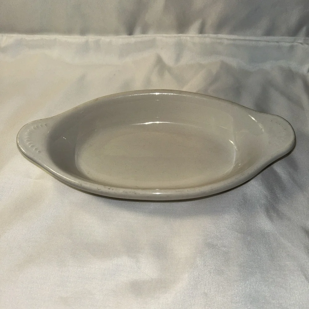 vintage white restaurant ware Dc 627 USA Oval Baking Dish Hall